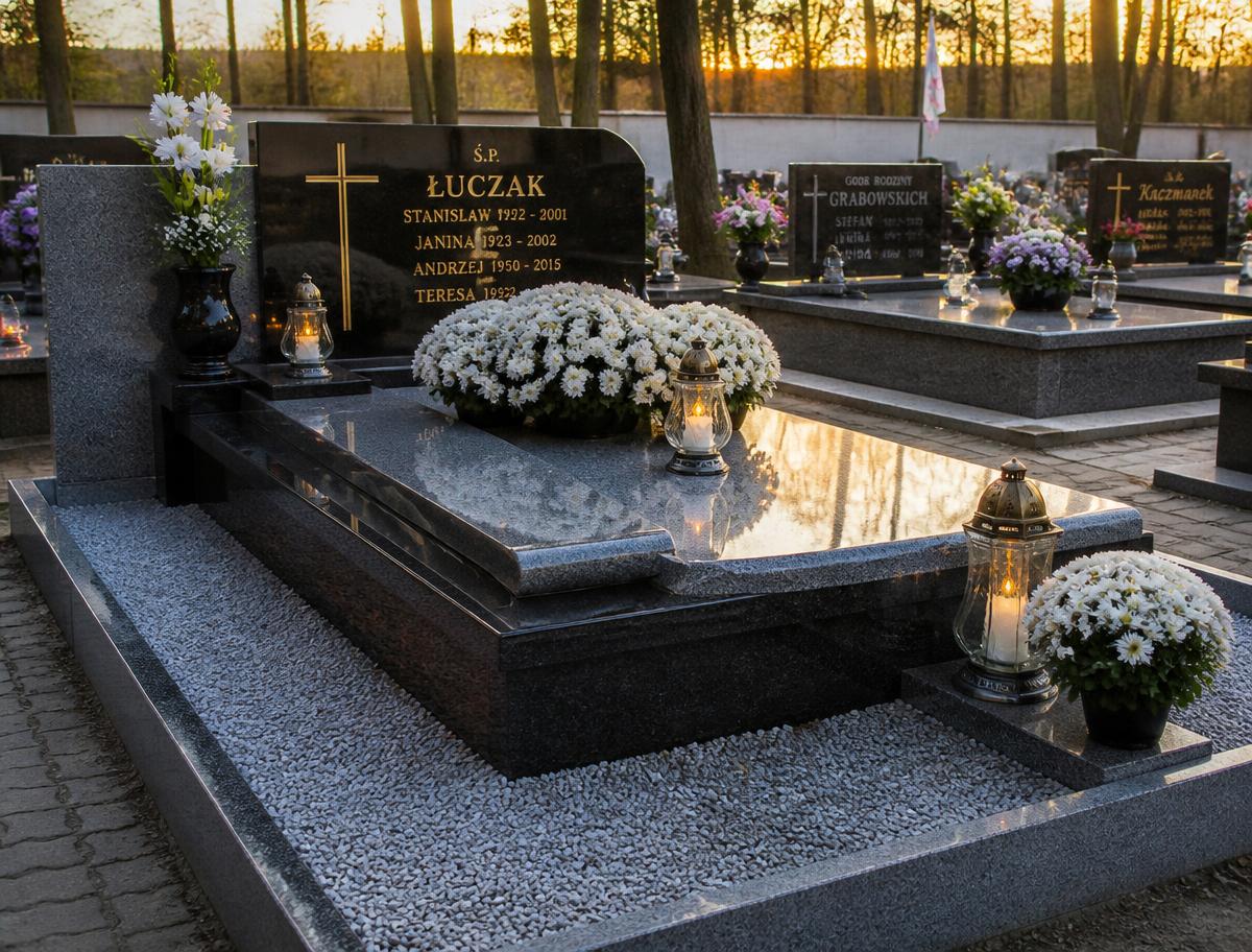 Grób po umyciu nagrobka i uporządkowaniu otoczenia